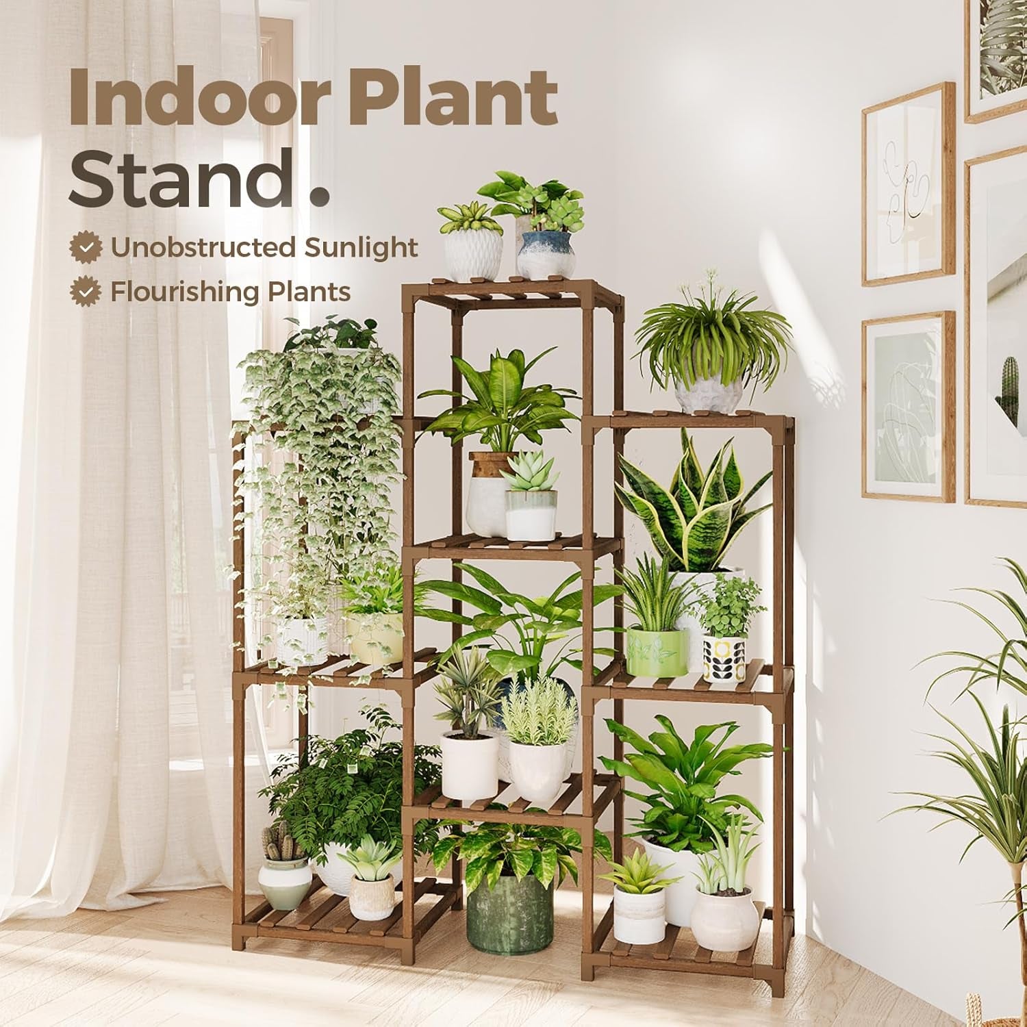 Plant Stand Indoor Plants Shelf Outdoor Wood Plant Rack | for 4 Tiers Large Flower Stand for Multiple Plants Ladder Plant Holder for Living Room Boho Home and Gardening