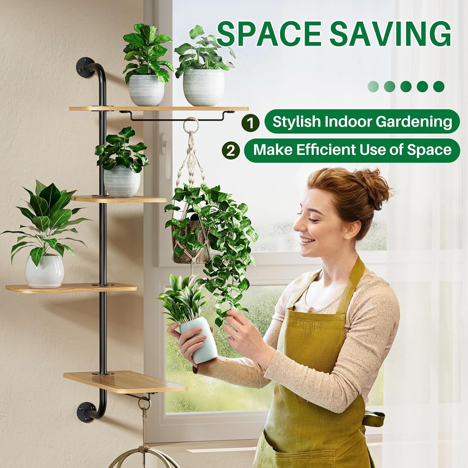 4-Tier Window Plant Shelves, Rotating Wall Mounted Plant Shelf | Wall Mounted Indoor Hanging Plants Shelf & Window Sill Plant Shelf. Perfect Multi-Functional Holder for Flower Pots