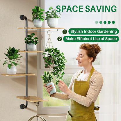4-Tier Window Plant Shelves, Rotating Wall Mounted Plant Shelf | Wall Mounted Indoor Hanging Plants Shelf & Window Sill Plant Shelf. Perfect Multi-Functional Holder for Flower Pots