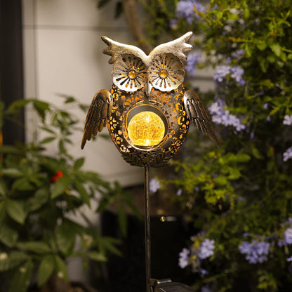 Solar Lights Outdoor Owl Garden Gifts Mom Metal Stakes Lights for Lawn Ornaments, Yard Art, Pathway Decorations,Birthday Mothers' Day Gift for Grandma Wife (Bronze)