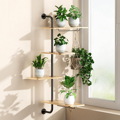 4-Tier Window Plant Shelves, Rotating Wall Mounted Plant Shelf | Wall Mounted Indoor Hanging Plants Shelf & Window Sill Plant Shelf. Perfect Multi-Functional Holder for Flower Pots