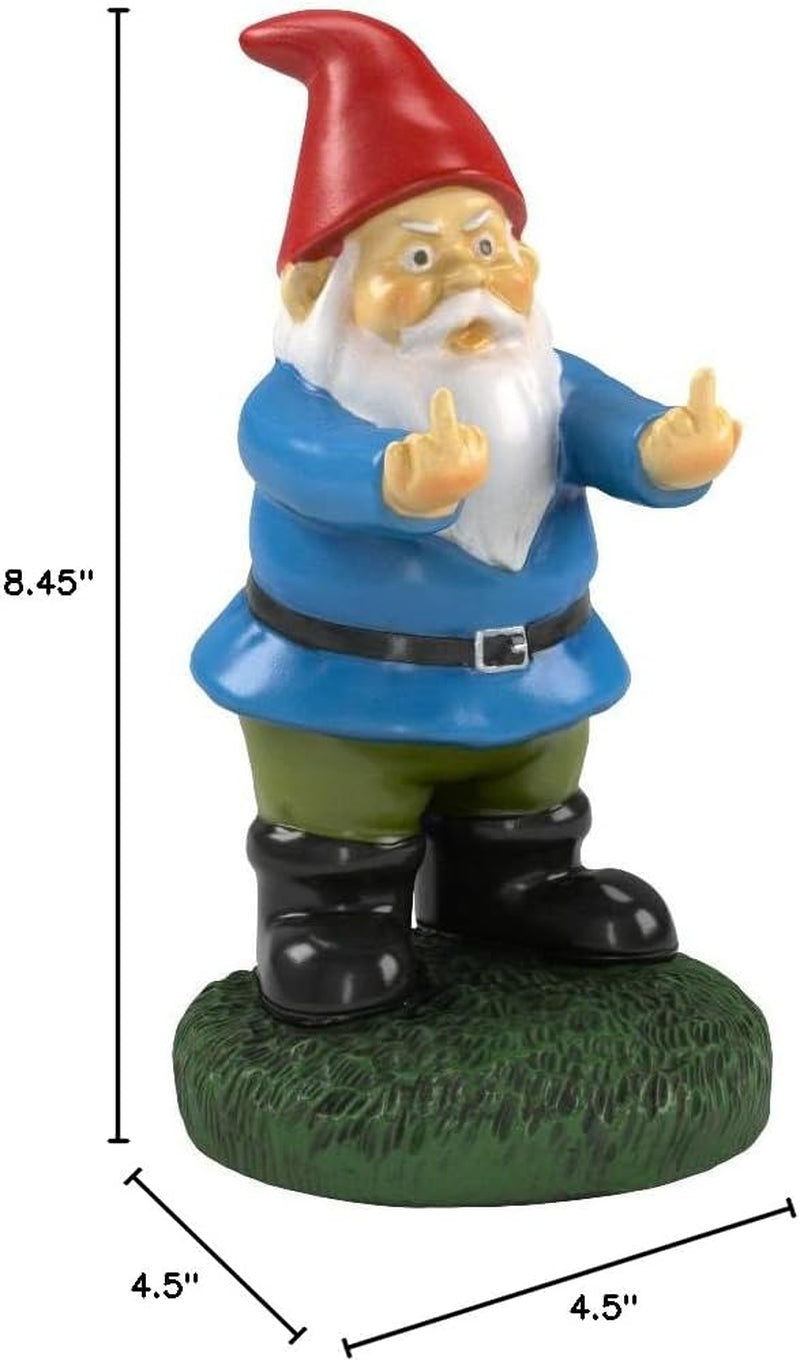 Middle Finger Gnome Statue 8.5In, the Original Double Bird Funny Garden Gnomes Statues Outdoor Decorations for Yard, Patio and Lawn Ornaments