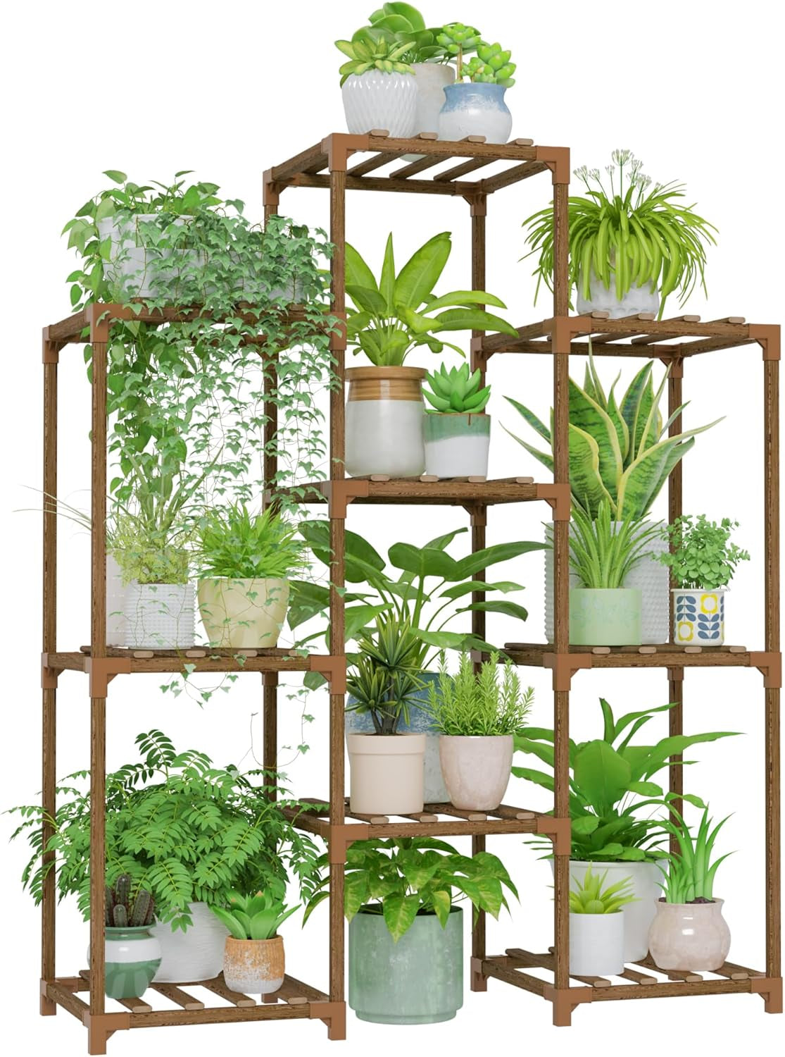 Plant Stand Indoor Plants Shelf Outdoor Wood Plant Rack | for 4 Tiers Large Flower Stand for Multiple Plants Ladder Plant Holder for Living Room Boho Home and Gardening