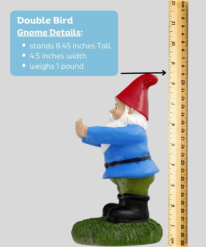 Middle Finger Gnome Statue 8.5In, the Original Double Bird Funny Garden Gnomes Statues Outdoor Decorations for Yard, Patio and Lawn Ornaments