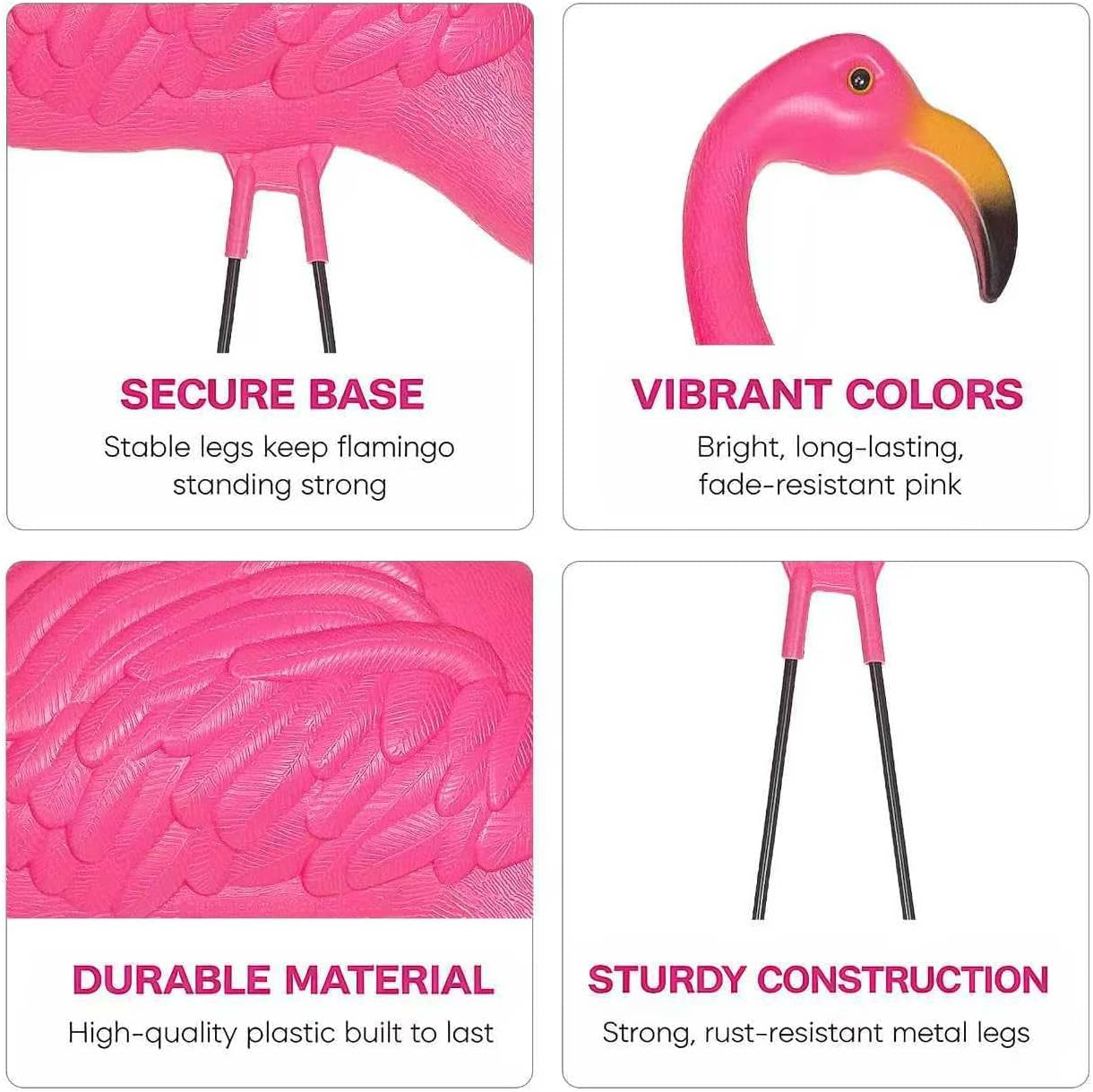 Pink Flamingos Yard Decorations - 2 Pack Extra Large 24" Tall Plastic Flamingo Statue W/Metal Stakes - Lawn Ornaments & Garden Decor for Outdoor Parties