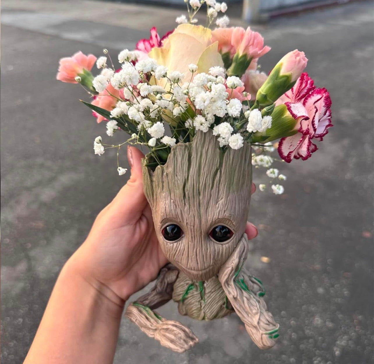 Baby Groot Pens Holder or Groot Planter Pot Perfect for Tiny Succulents 6" | Cute Desk Decor or Flower Planter Pot with Drainage Hole,Decorate Baby Groot'S Hair Style by Your Own Imagination