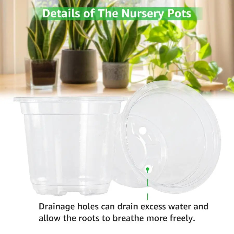 30 Sets Plant Nursery Pots with Humidity Domes, 4 Inch Clear Nursery Pots (30 Pots + 30 Clear Lids), Seed Starter Pots Small Pla