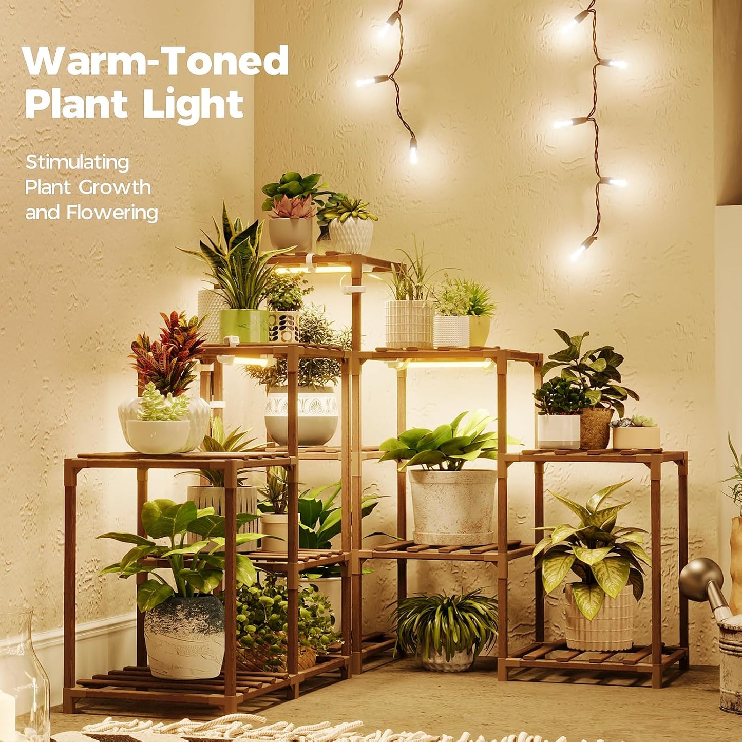 Plant Stand with Grow Lights for Indoor Plants 11 Potted | Corner Plant Shelf with Plant Lights for Indoor Growing