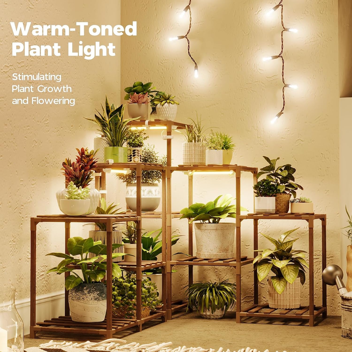 Plant Stand with Grow Lights for Indoor Plants 11 Potted | Corner Plant Shelf with Plant Lights for Indoor Growing