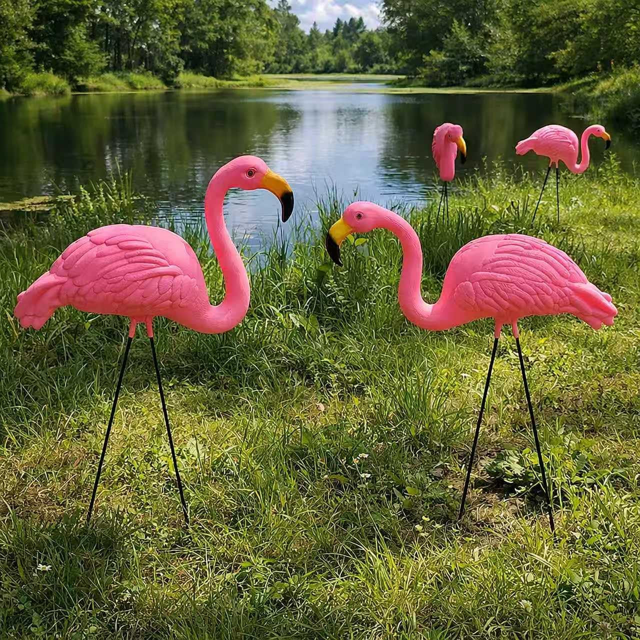 Pink Flamingos Yard Decorations - 2 Pack Extra Large 24" Tall Plastic Flamingo Statue W/Metal Stakes - Lawn Ornaments & Garden Decor for Outdoor Parties