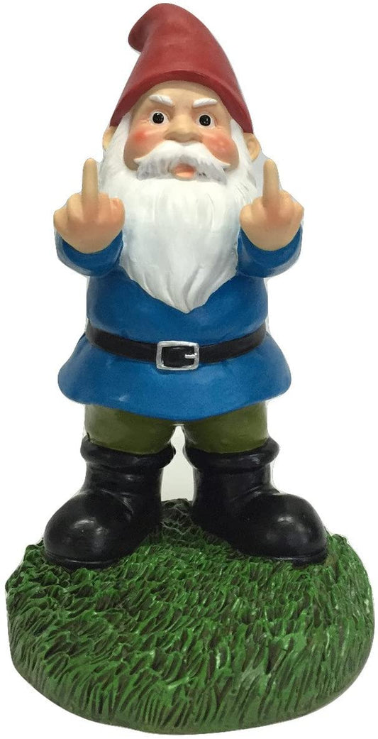 Middle Finger Gnome Statue 8.5In, the Original Double Bird Funny Garden Gnomes Statues Outdoor Decorations for Yard, Patio and Lawn Ornaments