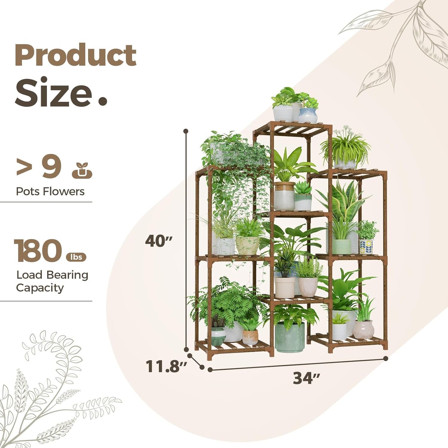 Plant Stand Indoor Plants Shelf Outdoor Wood Plant Rack | for 4 Tiers Large Flower Stand for Multiple Plants Ladder Plant Holder for Living Room Boho Home and Gardening