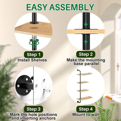 4-Tier Window Plant Shelves, Rotating Wall Mounted Plant Shelf | Wall Mounted Indoor Hanging Plants Shelf & Window Sill Plant Shelf. Perfect Multi-Functional Holder for Flower Pots