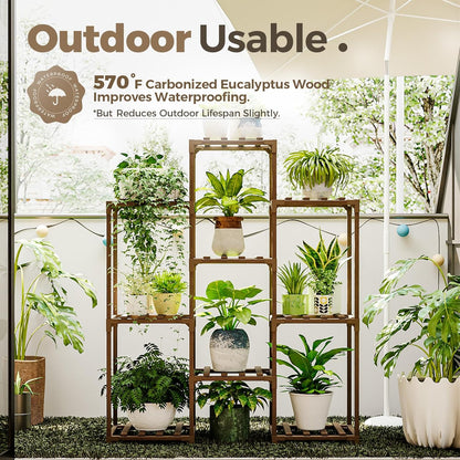 Plant Stand Indoor Plants Shelf Outdoor Wood Plant Rack | for 4 Tiers Large Flower Stand for Multiple Plants Ladder Plant Holder for Living Room Boho Home and Gardening