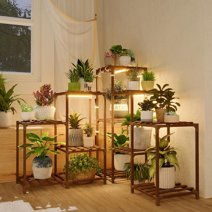 Plant Stand with Grow Lights for Indoor Plants 11 Potted | Corner Plant Shelf with Plant Lights for Indoor Growing