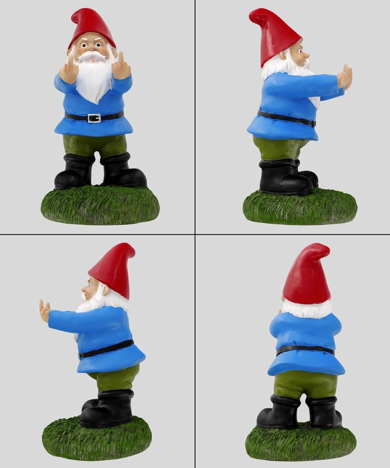 Middle Finger Gnome Statue 8.5In, the Original Double Bird Funny Garden Gnomes Statues Outdoor Decorations for Yard, Patio and Lawn Ornaments