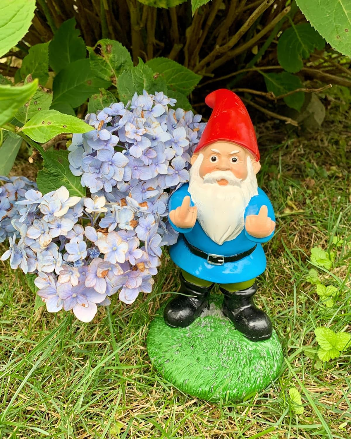 Middle Finger Gnome Statue 8.5In, the Original Double Bird Funny Garden Gnomes Statues Outdoor Decorations for Yard, Patio and Lawn Ornaments